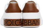 Dolce&Gabbana White & Brown Calfskin Portofino Sneakers