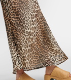 Ganni Leopard-print chiffon maxi skirt