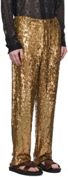 Dries Van Noten Gold Embellished Trousers