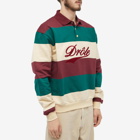 Drole de Monsieur Men's Drôle de Monsieur Stripe Logo Rugby Shirt in Bordeaux