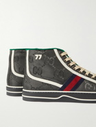 GUCCI - Off the Grid Webbing-Trimmed Monogrammed ECONYL Canvas High-Top Sneakers - Gray