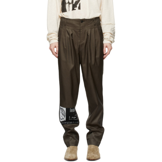 Photo: Enfants Riches Deprimes Khaki Tumbling Tears Pleated Trousers