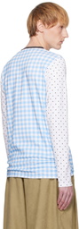ANDREJ GRONAU White & Blue Printed Cotton Top