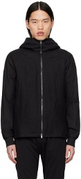 DEVOA Black Hooded Leather Jacket
