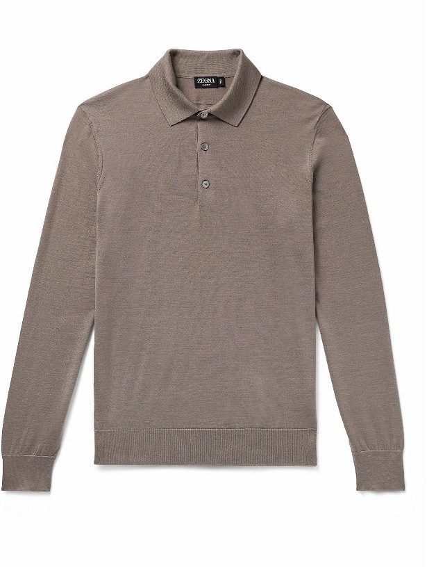 Photo: Zegna - Cashmere and Silk-Blend Polo Shirt - Brown