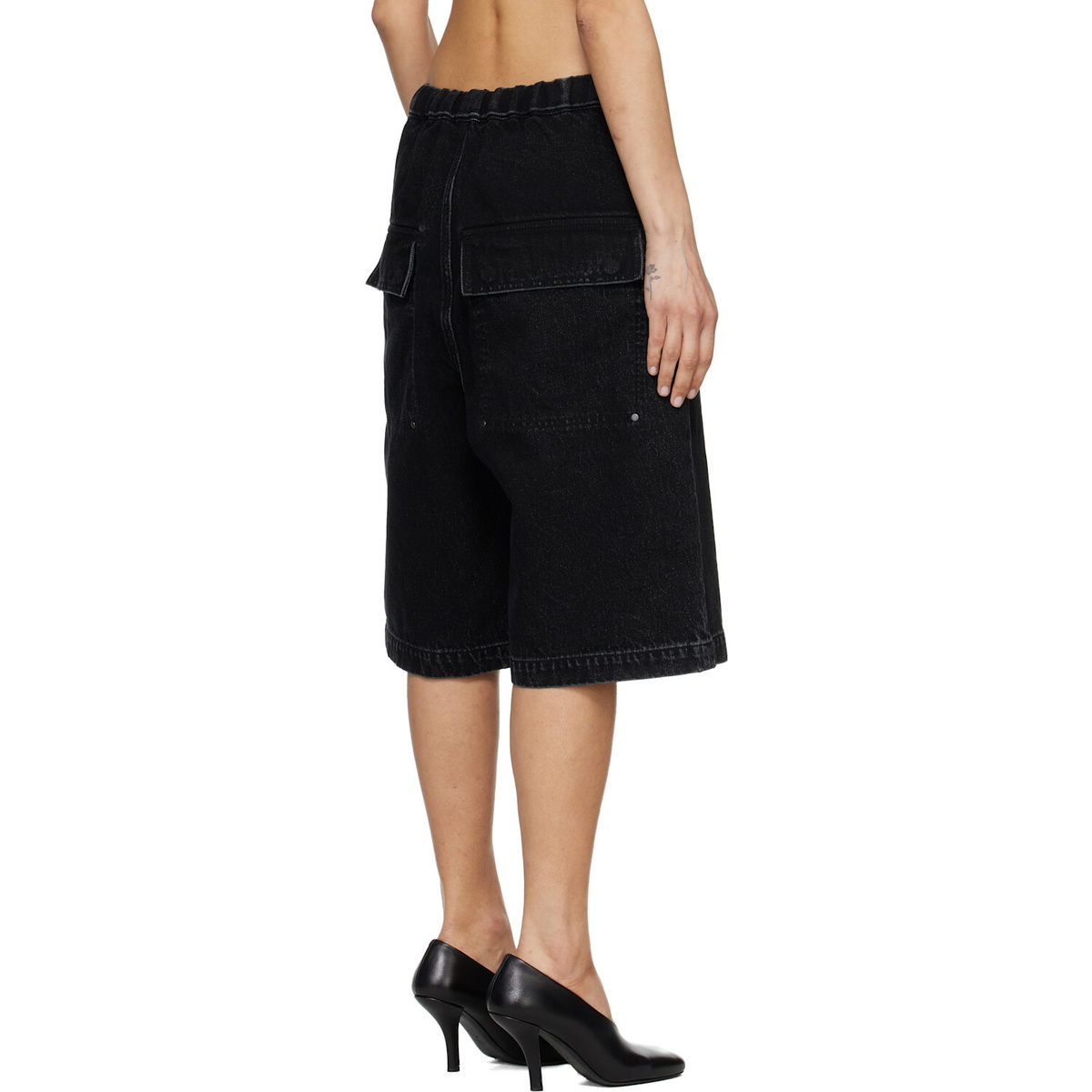 Entire Studios Black Spar Denim Shorts