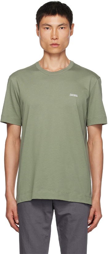 Photo: ZEGNA Green Embroidered T-Shirt