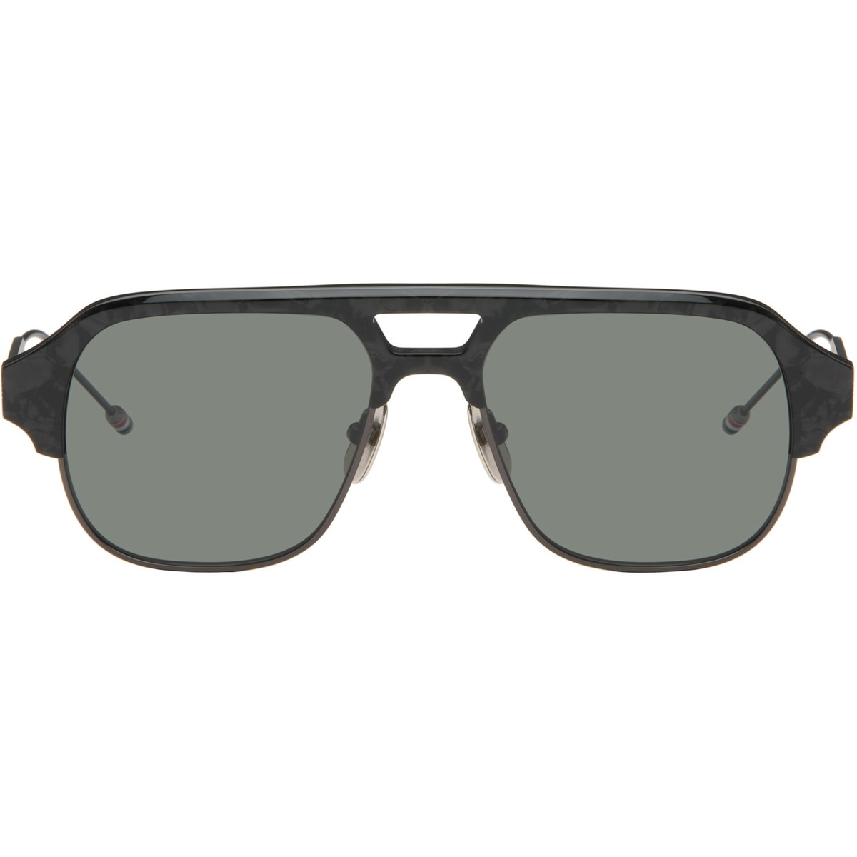 Thom Browne Black Acetate & Titanium Aviator Pilot Sunglasses