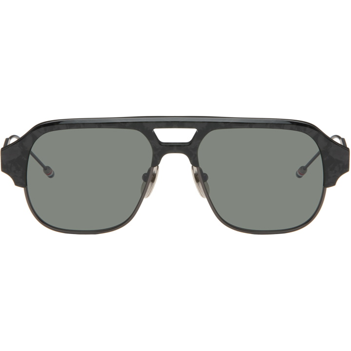 Photo: Thom Browne Black Acetate & Titanium Aviator Pilot Sunglasses