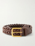 Drake's - 3cm Woven Leather Belt - Brown