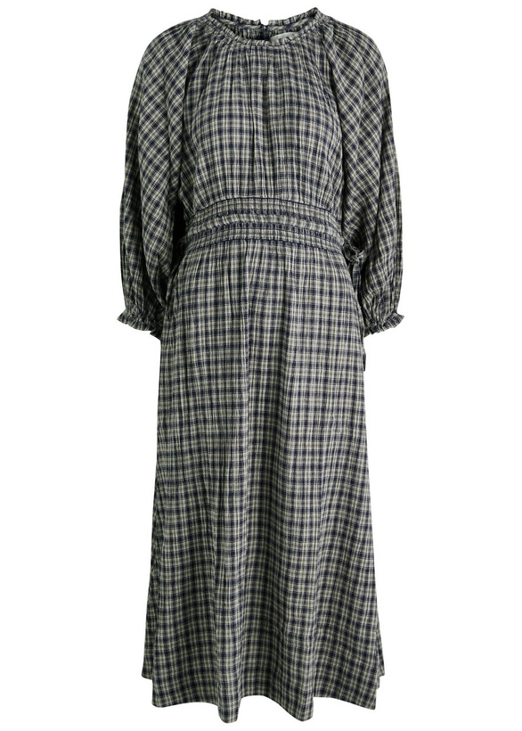 Photo: Skall Studio Carola Checked Cotton Midi Dress Beige