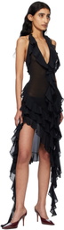 Fancì Club Black Ruffle Midi Dress