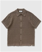 Les Deux Garrett Knitted Ss Shirt Brown/Green - Mens - Overshirts/Shortsleeves