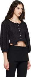 Sandy Liang Black Palisade Blouse