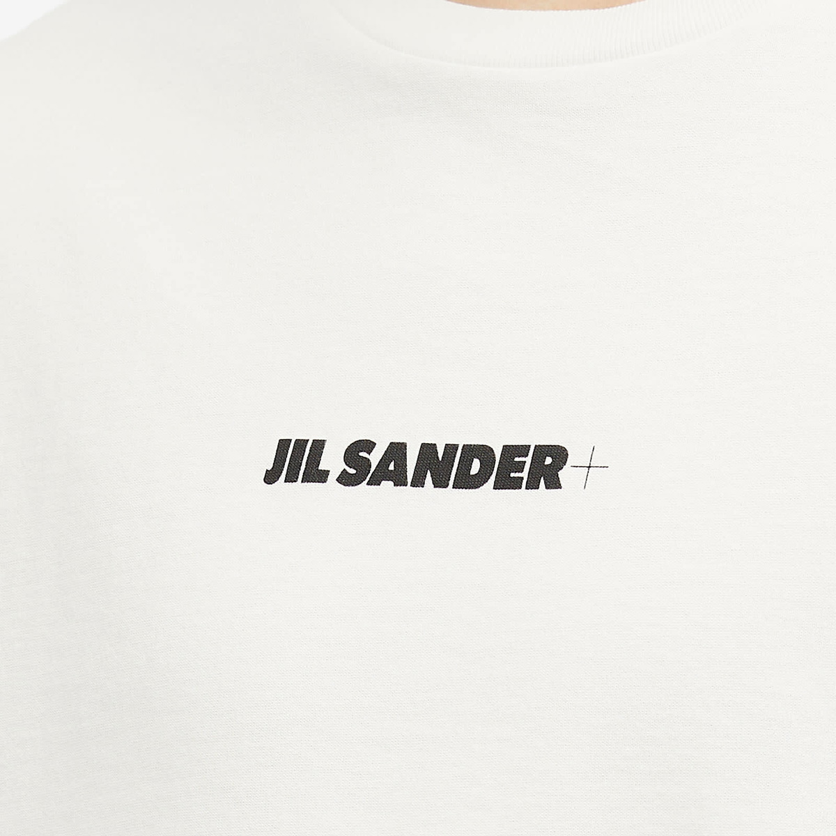 Jil Sander+ Men's Crew Neck Logo T-Shirt in Porcelain