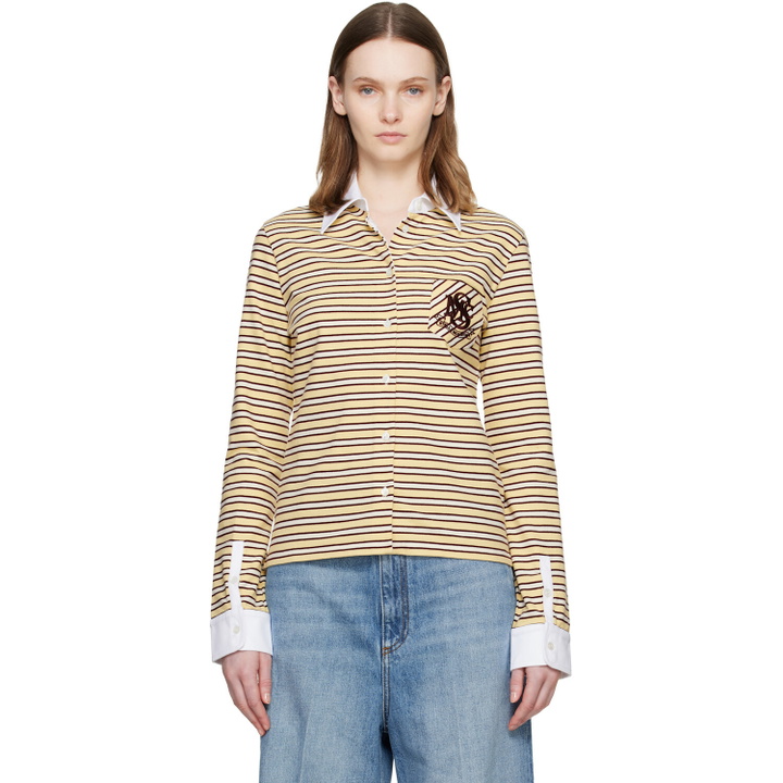 Photo: Stella McCartney Yellow Fancy Stripe Crest Polo Shirt