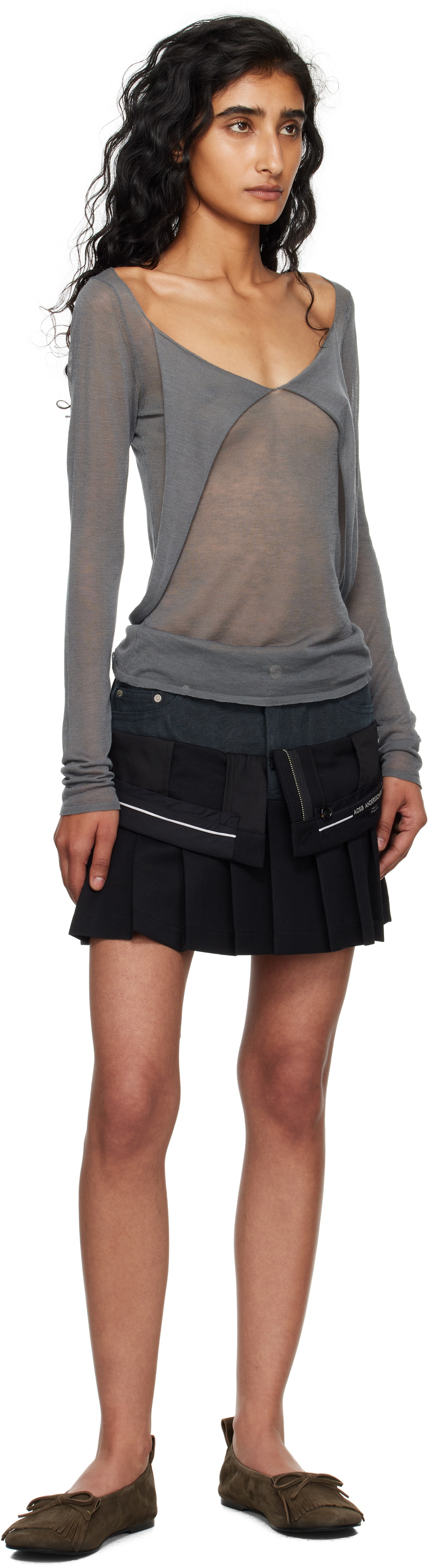 Andersson Bell Black Inside Out Pleats Miniskirt