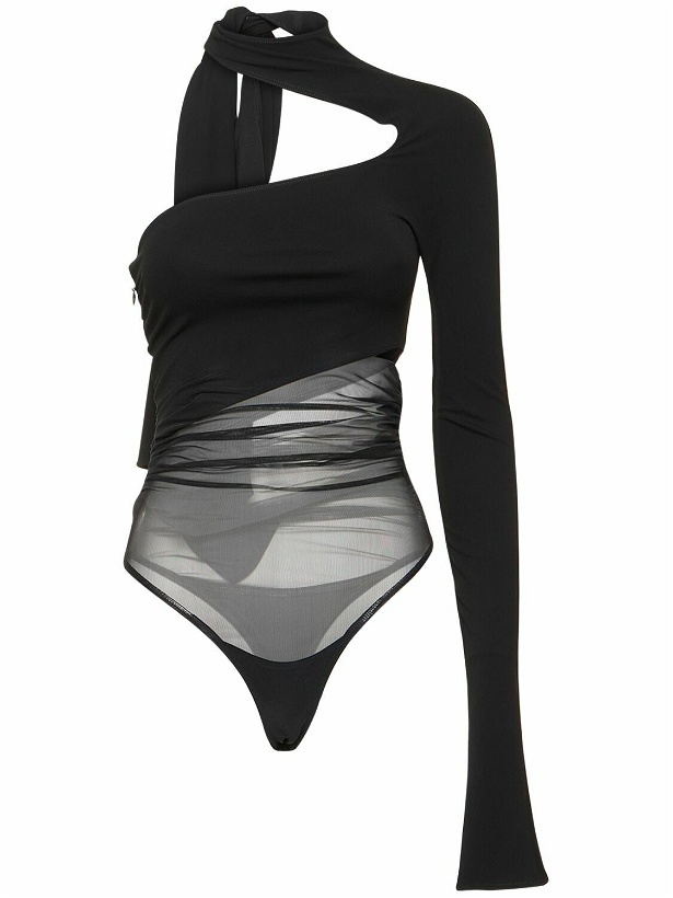 Photo: MUGLER - Asymmetric Jersey & Mesh Bodysuit