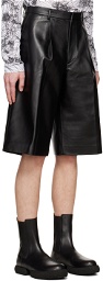 Dries Van Noten Black Leather Shorts