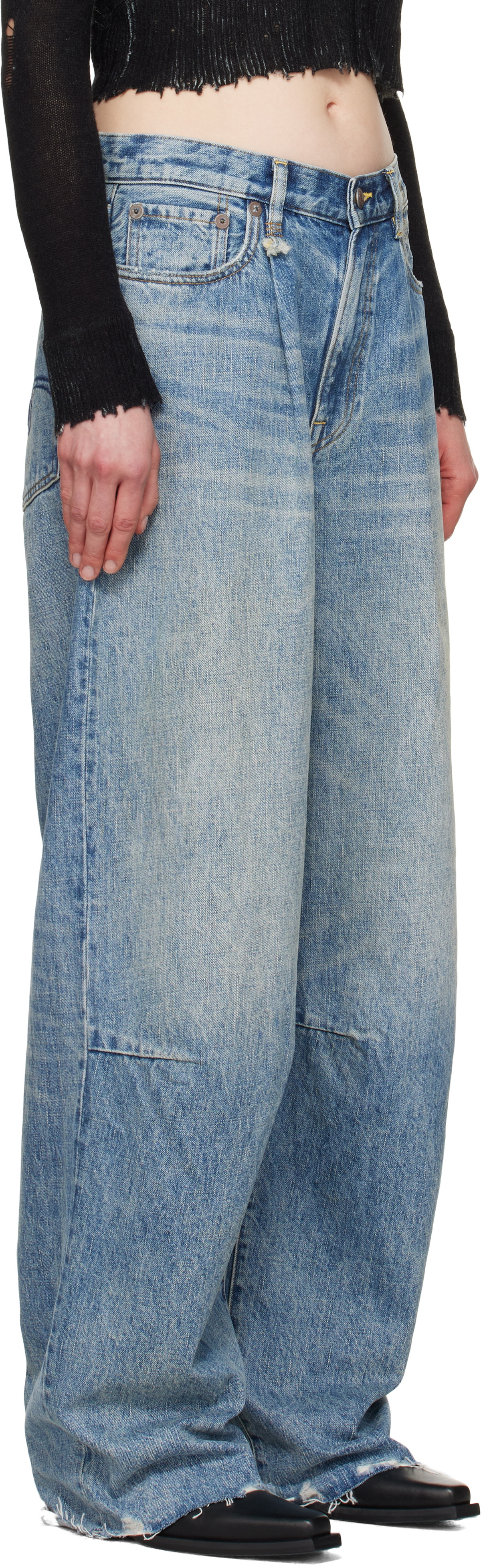 R13 Blue Wayne Articulated Knee Jeans R13