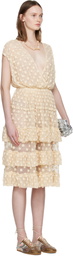 Dries Van Noten Off-White Ruffled Mesh Midi Dress