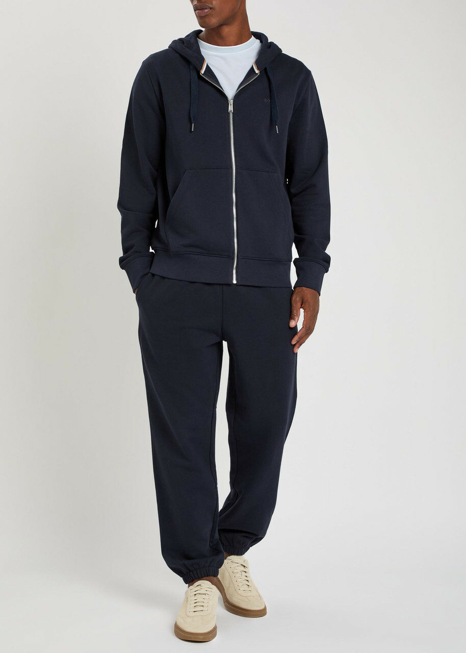 Boss Spence Hooded Cotton Sweatshirt Dark Blue