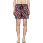 Double Rainbouu Pink and Green Synth Uuave Night Swim Shorts