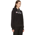 Champion Reverse Weave Black Logo Hoodie