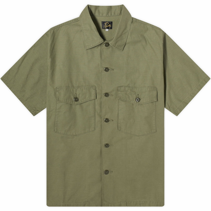 Photo: Needles Men's Short Sleeve Fatigue Shirt in Olive