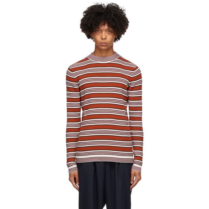 Photo: Marni Red and White Striped Mock Neck Sweater