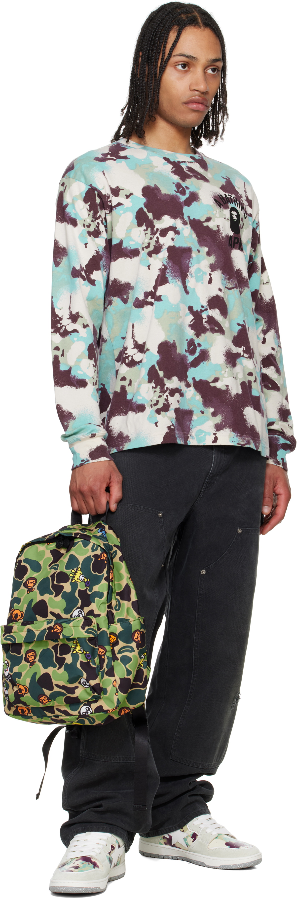 BAPE Khaki New ABC Milo All Friends Medium Backpack A Bathing Ape