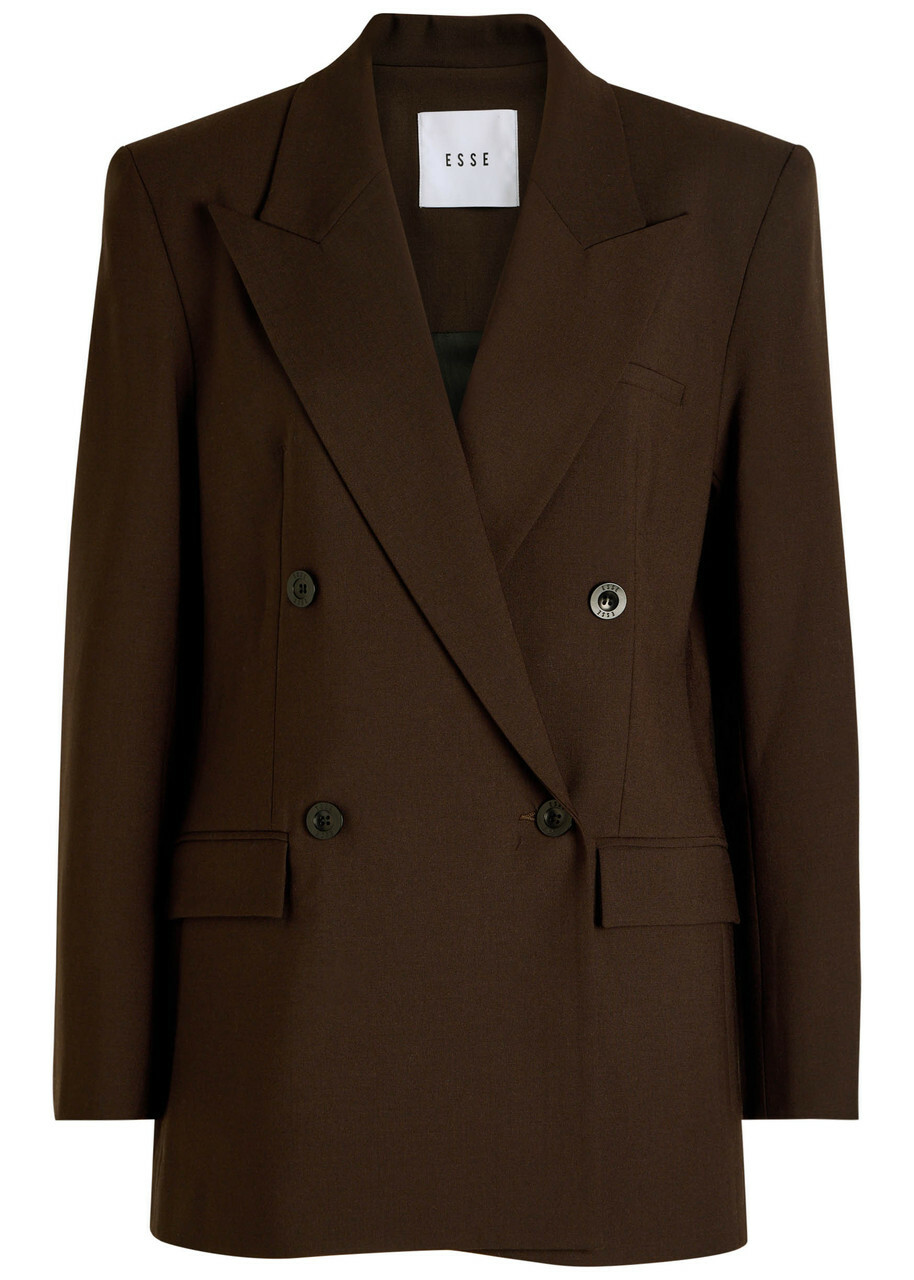 Esse Studios Onus Double-breasted Woven Blazer Bronze