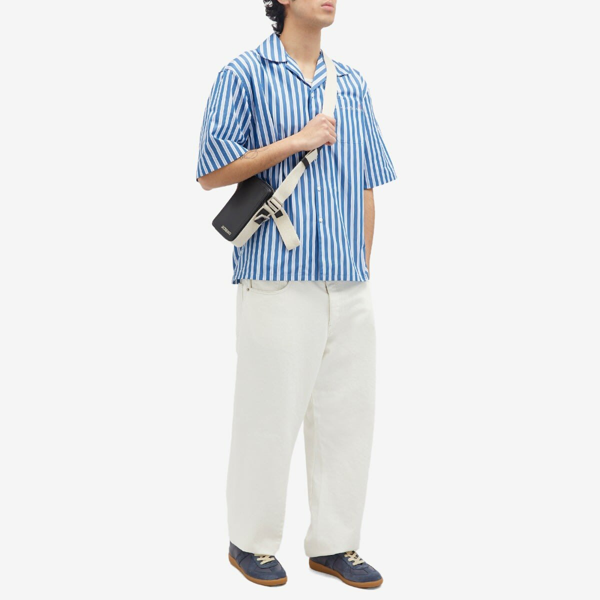 【MARNI】Striped Shirt Opal Marni Men's Stripe Vacation Shirt in Opal Marni