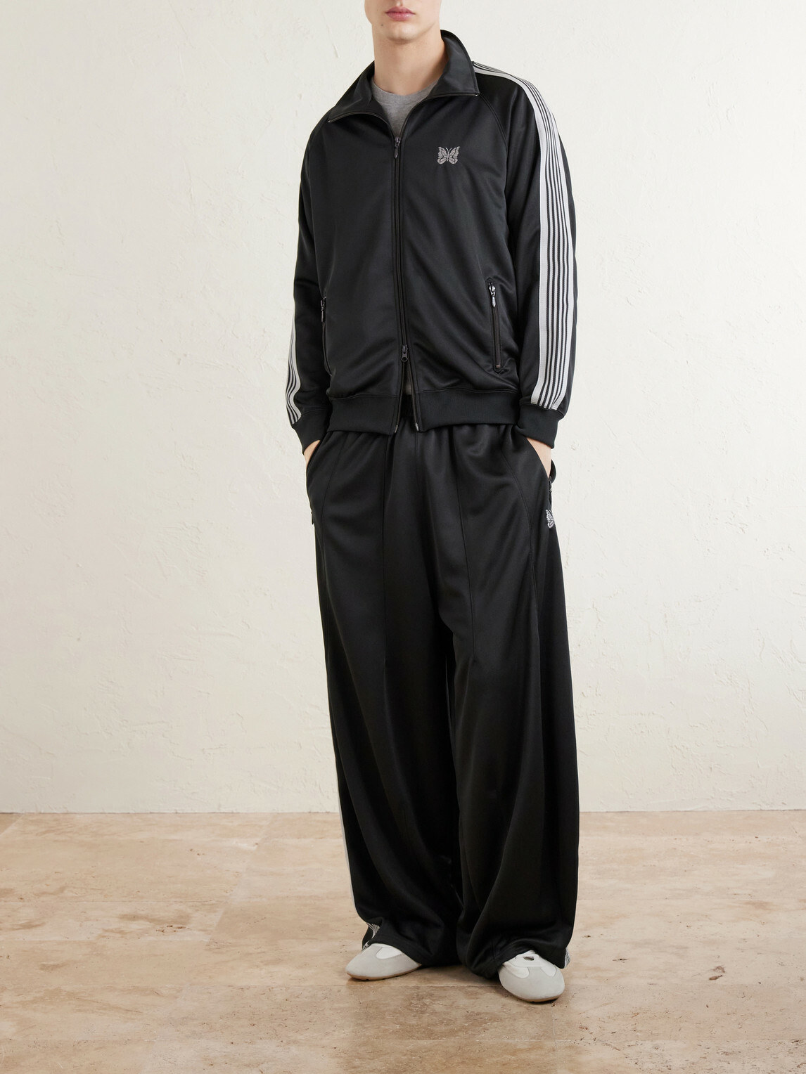 Needles - H. D. Logo-Embroidered Tech-Jersey Track Pants - Black