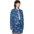 McQ Alexander McQueen Blue Denim Koriki Swallows Jacket