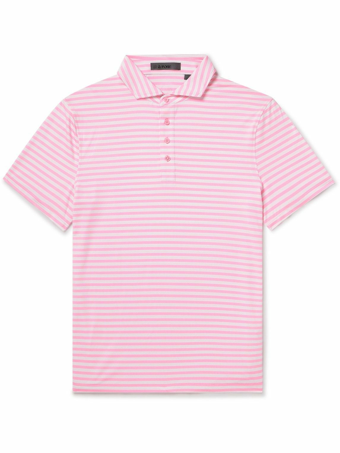 Photo: G/FORE - Striped Perforated Tech-Jersey Polo Shirt - Pink