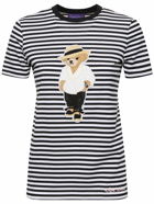 RALPH LAUREN COLLECTION Striped Cotton Jersey T-shirt with Bear