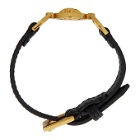 Versace Black and Gold Calfskin Medusa Bracelet