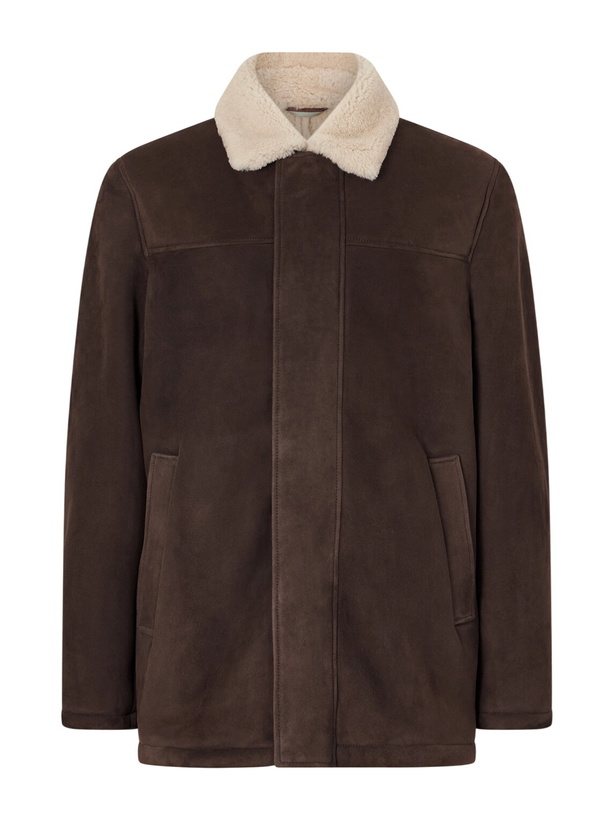 Photo: Canali - Shearling-Trimmed Suede Jacket - Brown