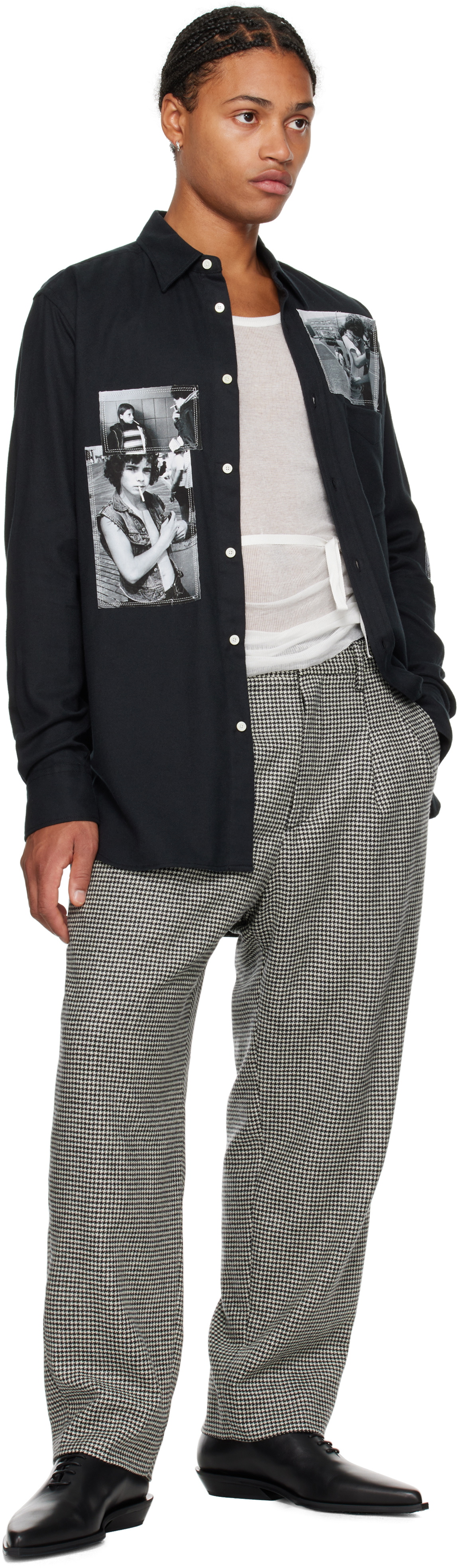 TAKAHIROMIYASHITA TheSoloist. White & Black Two Tuck Front Trousers