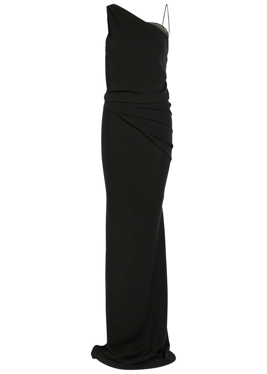Aaron Esh 5 One Shoulder Silk-chiffon Maxi Dress Black