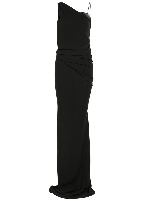 Photo: Aaron Esh 5 One Shoulder Silk-chiffon Maxi Dress Black