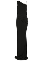 Aaron Esh 5 One Shoulder Silk-chiffon Maxi Dress Black