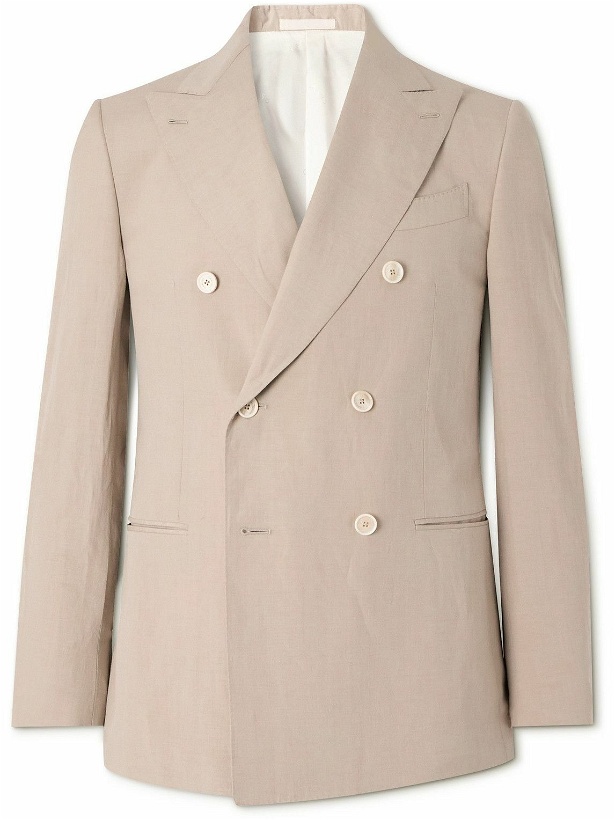 Photo: Caruso - Norma Double-Breasted Silk and Linen-Blend Suit Jacket - Neutrals