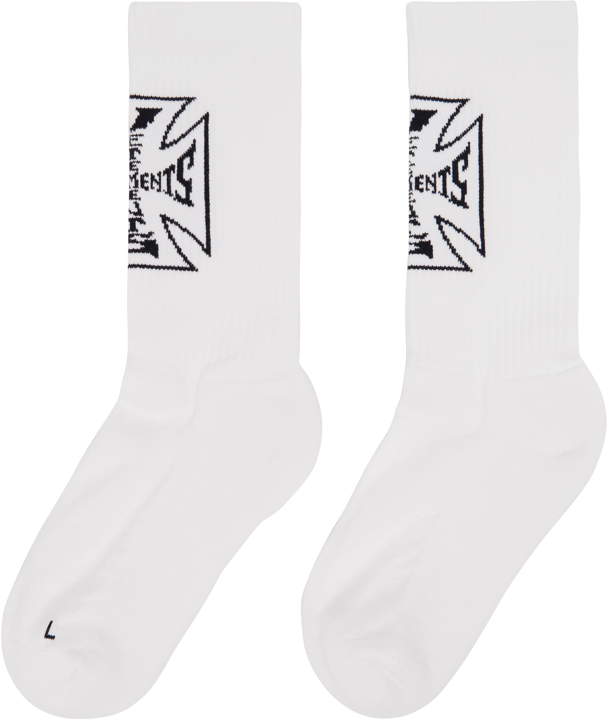 VETEMENTS White Biker Cross Logo Socks