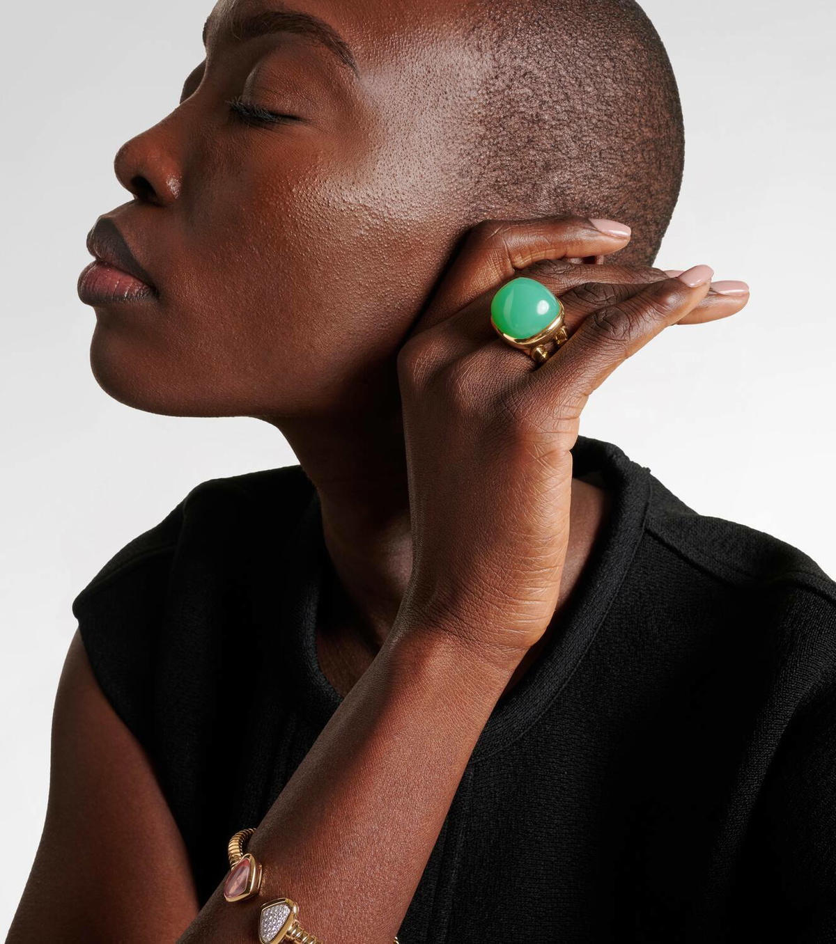 Marina B Tigella 18kt gold ring with chrysoprase