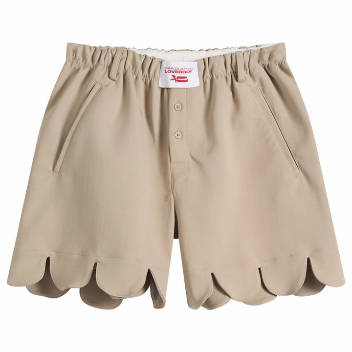 Photo: Charles Jeffrey Loverboy Women's Formal Scalloped Boxer Shorts in Beige