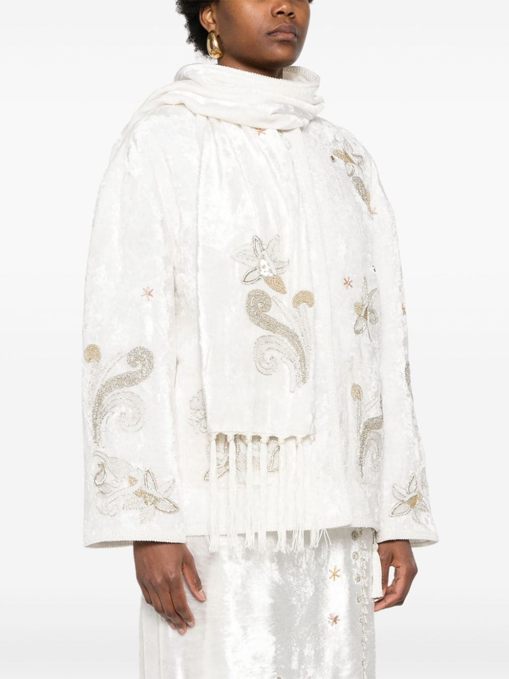 新品未使用タグ付きforte _forte★フリルジャケット Next：日本 タン ブラウン - Threadbare フェイクファー ジップスルー