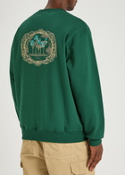 DRÔLE DE Monsieur Le Sweatshirt Plateau Embroidered Cotton Sweatshirt Dark Green