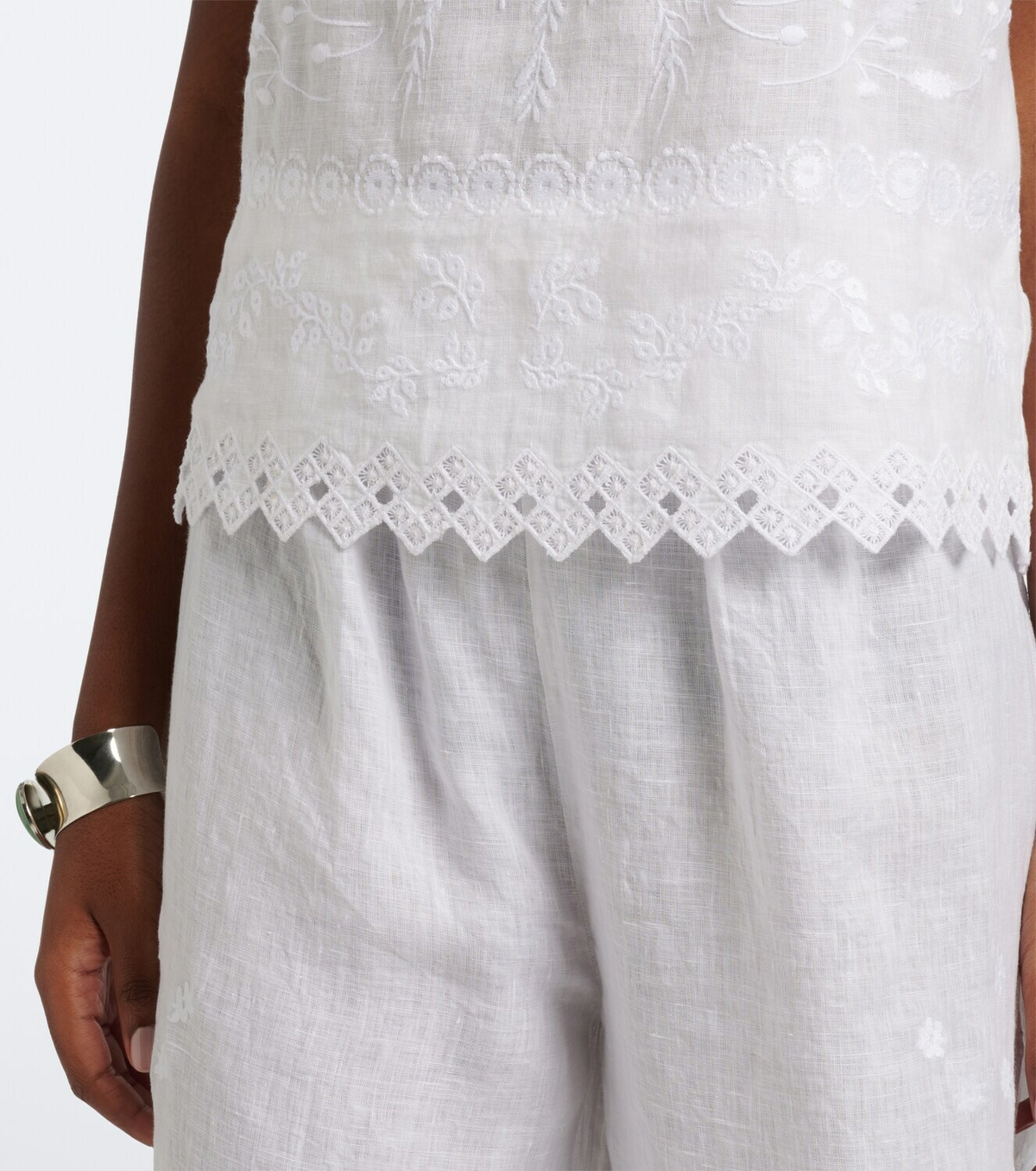 Eres Corail embroidered linen top